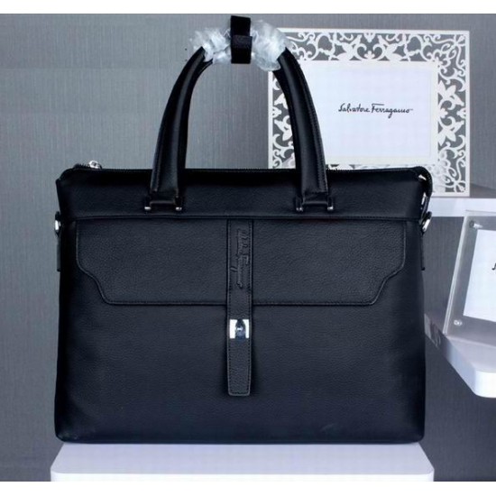 Ferragamo Grained Briefcase Black Bag-SFM-T3020
