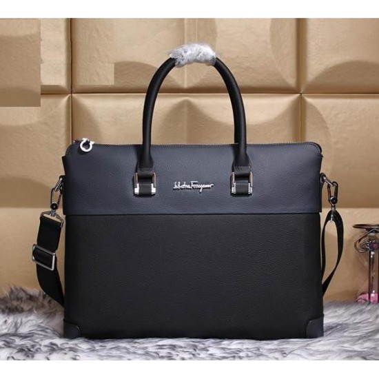 Ferragamo Grained Briefcase Black Bag-SFM-T3021