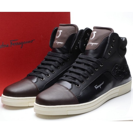 Ferragamo High Top Sneaker Black Coffee-SFM-T1453