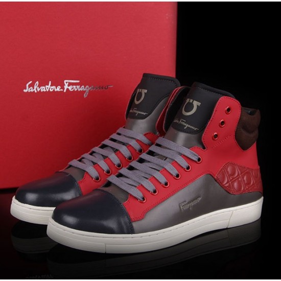 Ferragamo High Top Sneaker Coffee Red-SFM-T1452