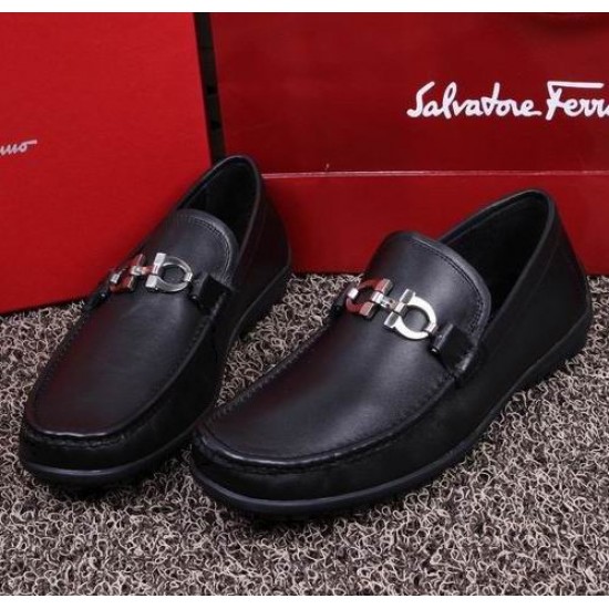 Salvatore Ferragamo Gancio Bit Mocassin Black Shoes-SFM-T1467