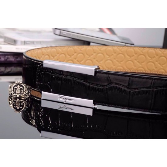 Ferragamo Gentle Monster leather belt with double gancini buckle GM032-SFM-T1719