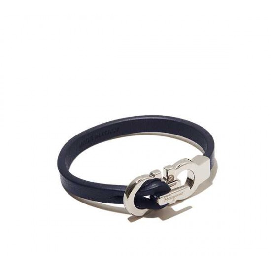 Salvatore Ferragamo Braided Leather Bracelet With Hook Closure-SFM-T3115