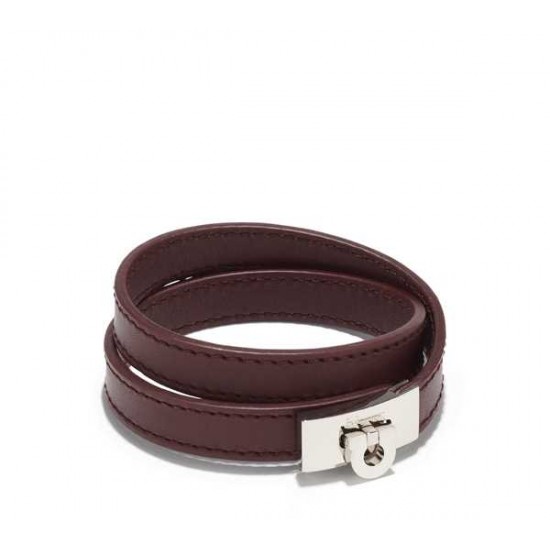 Salvatore Ferragamo Double Wrap Leather Bracelet-SFM-T3119
