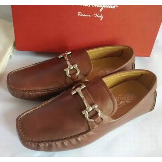 Ferragamo Moccasins Loafers Brown Shoes-SFM-T1480