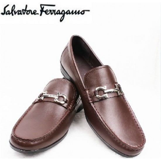 Ferragamo Shoes Gancio Bit Loafer Brown Black Sale-SFM-T3131