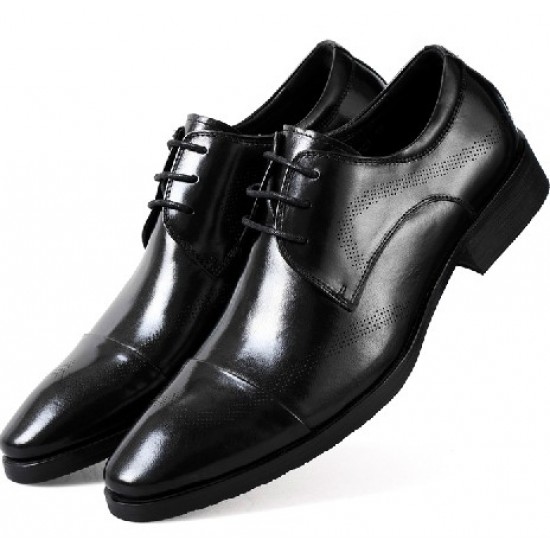 Ferragamo Air Hole Brown Black Leather Shoes Sale-SFM-T3139