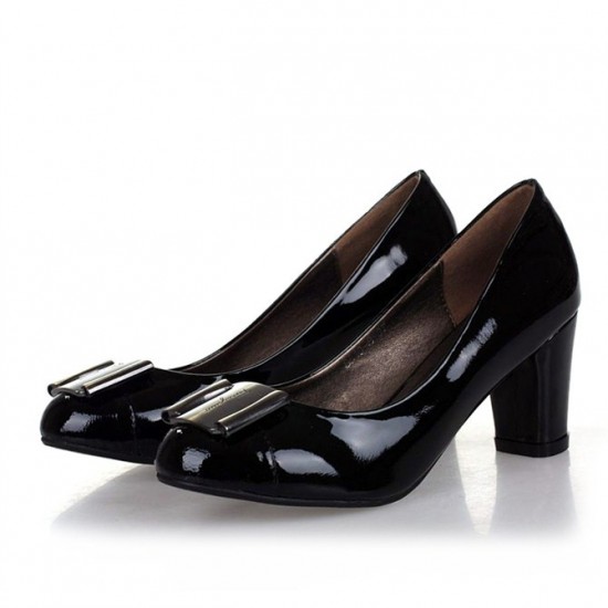 Ferragamo Shoes Patent Leather Black Pumps-SFW-K2791