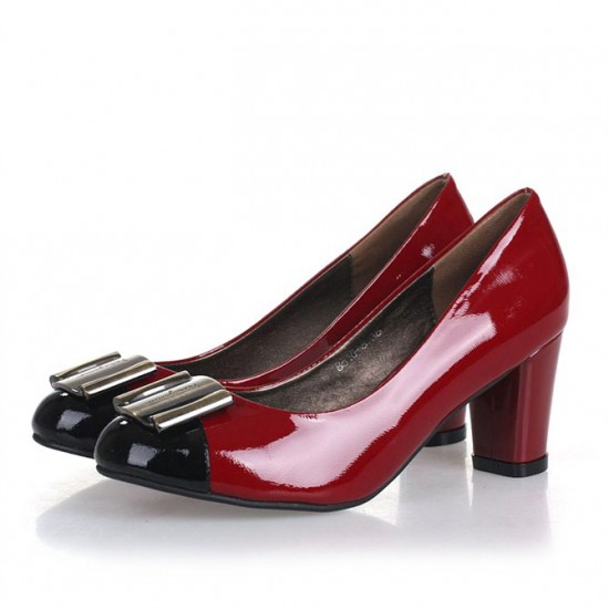Ferragamo Shoes Patent Leather Red Pumps-SFW-K2790