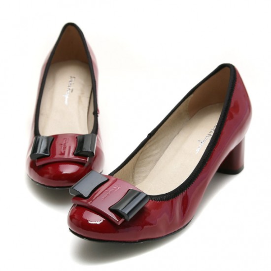 Ferragamo My Flair Shoes Red Leather Pumps-SFW-K2797