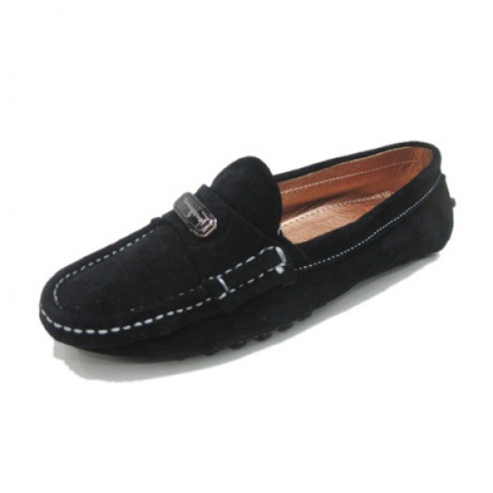 Ferragamo Loafers Suede Leather Shoes Black-SFW-K3034