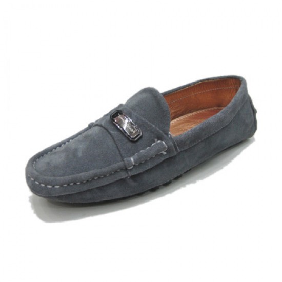 Ferragamo Loafers Suede Leather Shoes Gray-SFW-K3033