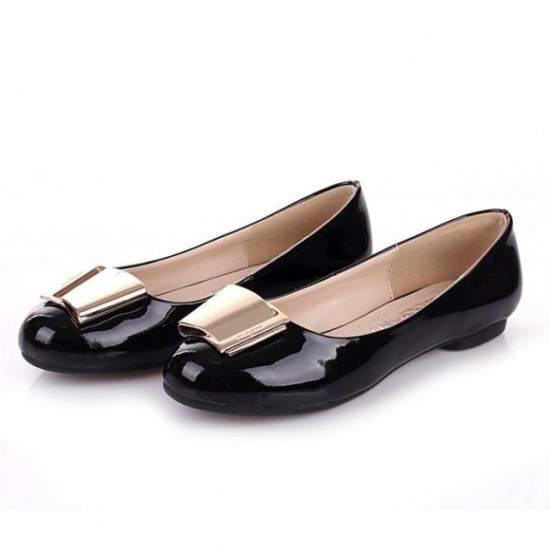 Ferragamo Taissa Patent Ballerina Flat Shoes Black-SFW-K3043
