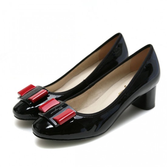Ferragamo My Flair Shoes Black Leather Pumps-SFW-K2800