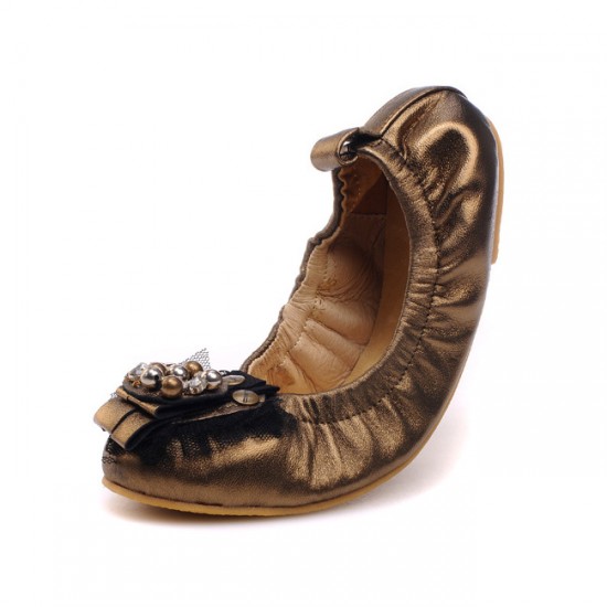 Ferragamo My Parisio Ballerina Flat Shoes Golden-SFW-K3044