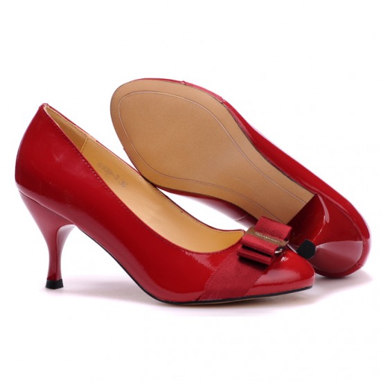 Ferragamo Pumps Carla Patent Red Leather-SFW-K2838