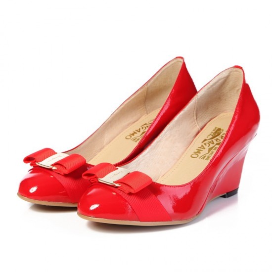 Ferragamo wedges shoes in red color 284-SFW-K2335