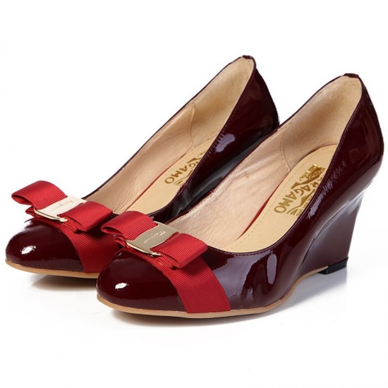 Ferragamo wedges shoes in wine color 283-SFW-K2334