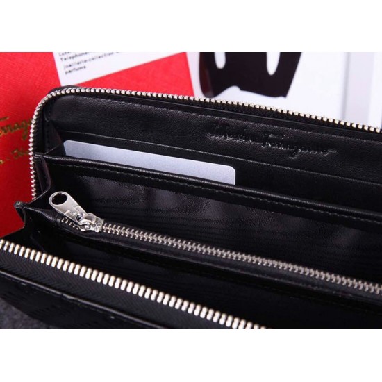 Ferragamo zip around wallet black-SFW-K2450