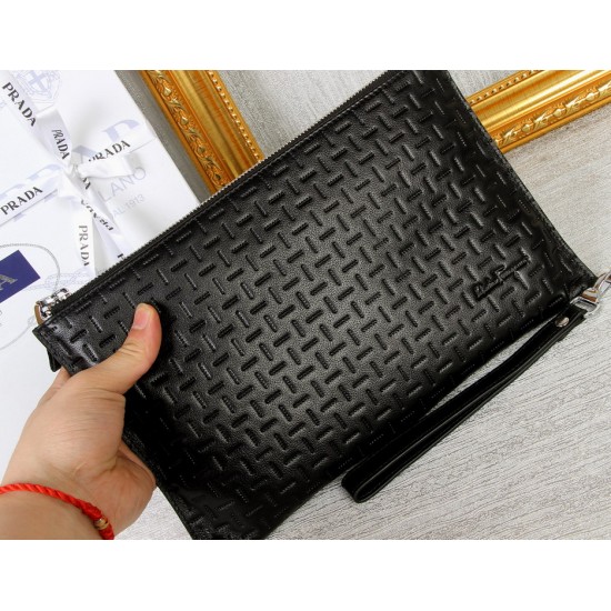 Ferragamo pouch wallet black mens sale-SFW-K2435