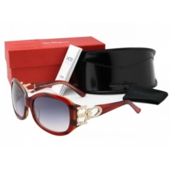 Ferragamo Round Lens Red Brown Sunglasses Wholesale-SFW-K3344