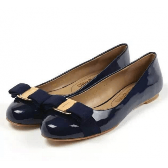 Ferragamo Varina Flat Shoes Navy Blue-SFW-K3247