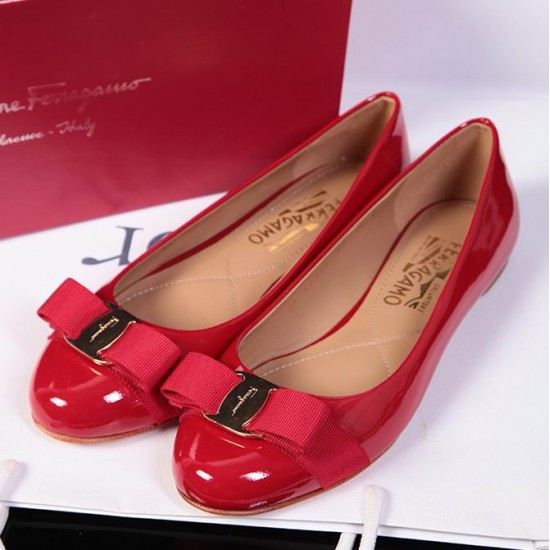 Ferragamo Varina Flat Shoes Red-SFW-K3244