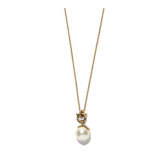 Salvatore Ferragamo Gold Chain Necklace With Pearl-SFW-K3811