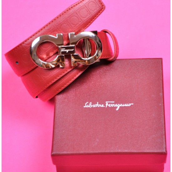 Ferragamo Belts Gold With Red Sale-SFW-K3679