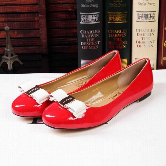 Salvatore Ferragamo Varina Flats Shoes Red-SFW-K2695